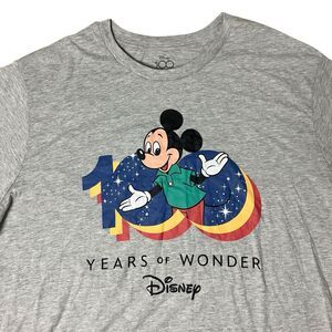Disney T-Shirt Mens XXL Gray 100 Years Of Wonder Mickey Mouse Graphic Print‎ New